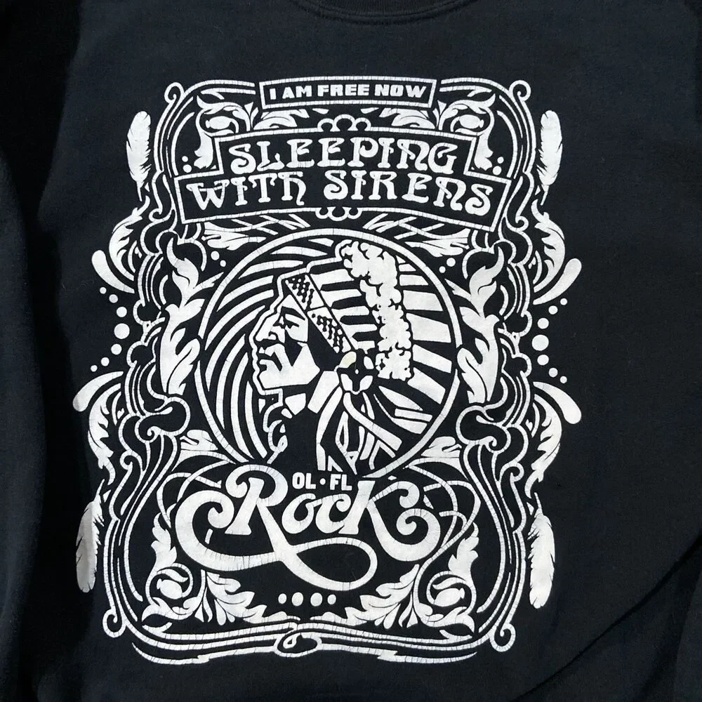 Sweatshirt Mens Large Black White SLEEPING WITH SIRENS Band American Rock - Picture 2 of 7